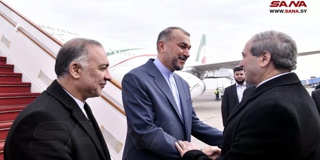 وزير الخارجية الإيراني حسين أمير عبد اللهيان يصل إلى مطار دمشق الدولي – S A N A