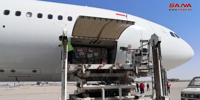 وصول طائرتي مساعدات إندونيسيتين إلى مطار دمشق الدولي تحملان مواد إغاثية لمتضرري الزلزال