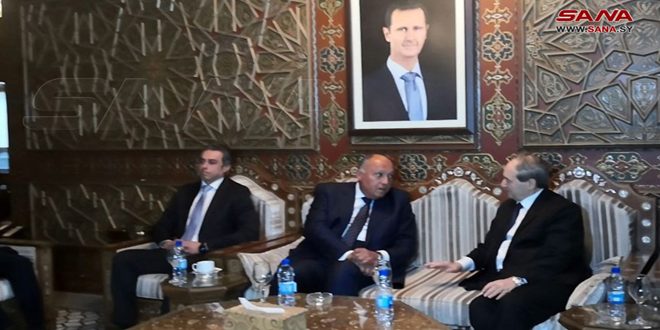 وصول وزير الخارجية المصري سامح شكري إلى مطار دمشق الدولي – S A N A