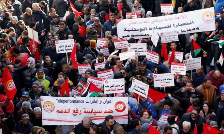 بالصور ؛ اتحاد الشغل التونسي يهاجم “استبداد” سعيد ويعدل بوصلته باتجاه المعارضة