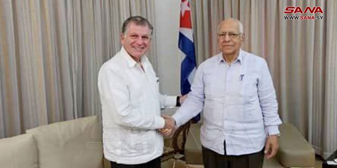 السفير عبيد يبحث مع كابريساس سبل تعزيز العلاقات التجارية بين سورية وكوبا – S A N A