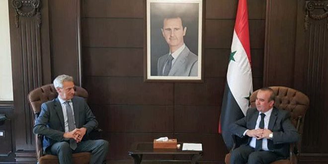 الوزير مخلوف يبحث آليات التعاون مع المدير القطري لبرنامج الأغذية العالمي في سورية