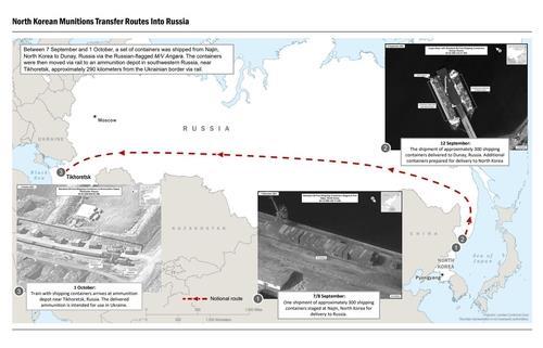 سفينتان روسيتان تقومان بـ5 رحلات بين كوريا الشمالية وروسيا منذ منتصف أغسطس في عمليات نقل الأسلحة المشتبه بها