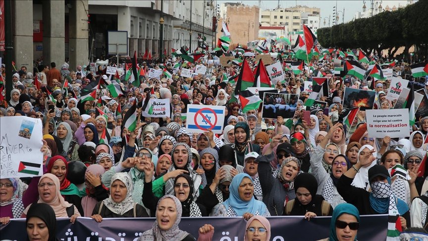 مسيرة شعبية في المغرب تدعو إلی وقف التطبيع بين المملكة وإسرائيل