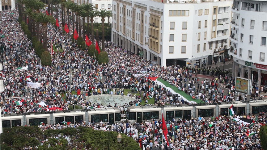 تنظيم 100 مظاهرة في 56 مدينة مغربية تضامنا مع غزة