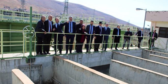 وزير الموارد المائية ونظيره العراقي يطلعان على واقع العمل في منشأة ضخ نبع بردى ومحطة معالجة الزبداني