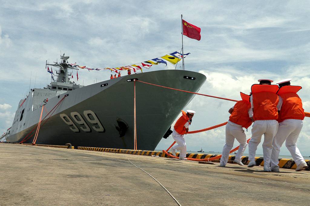 In this photo released by Xinhua News Agency, a J-15 Chinese fighter jet prepares to take off from the Shandong aircraft carrier during the combat readiness patrol and military exercises around the Taiwan Island by the Eastern Theater Command of the Chinese People's Liberation Army (PLA) on Sunday, April 9, 2023.