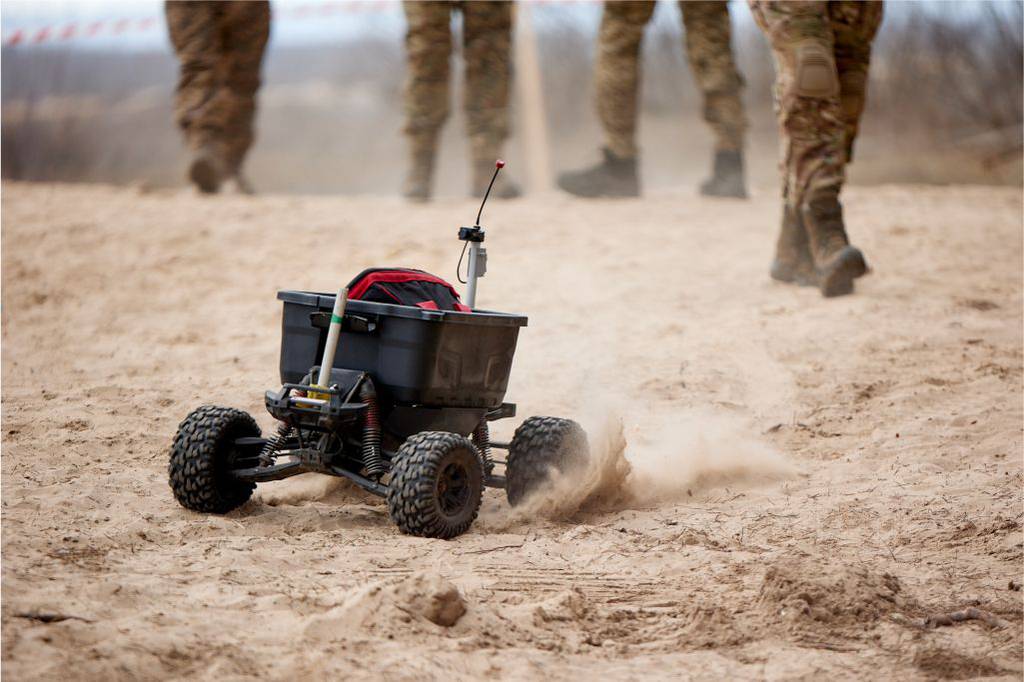 U.S. Army Spc. Sean Curl enters data into a new reconnaissance system during class held by the 1014th Sapper Company.