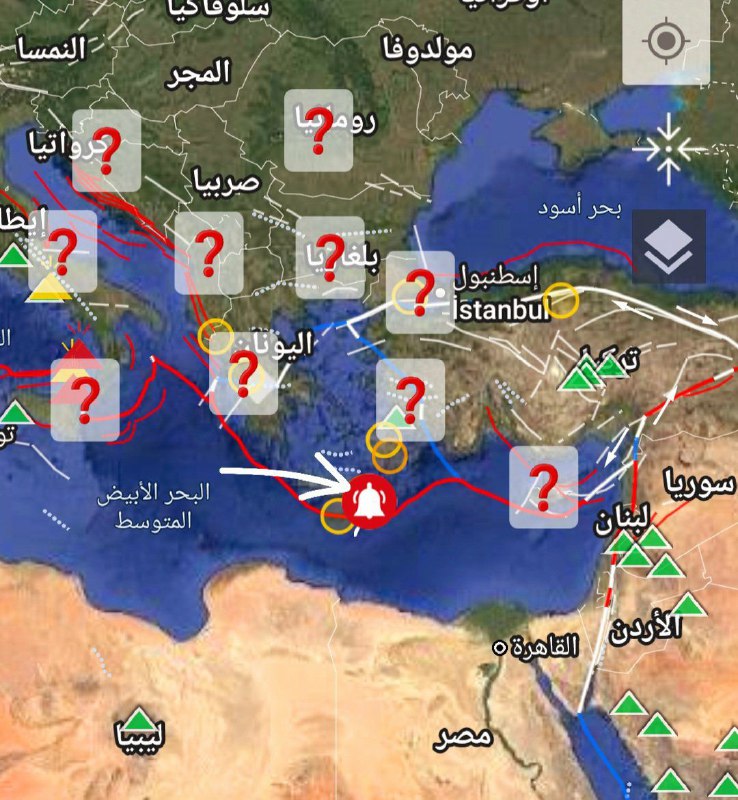 مابعد الهزة البحرية التي ضربت قبالة سواحل جزيرة كريت اليونانية الاحتمالات الواردة والله اعلم قد نشهد هزات اخرى او زلازل حول مركز الهزة البحرية نفسها او عبر انتق…#عاجل