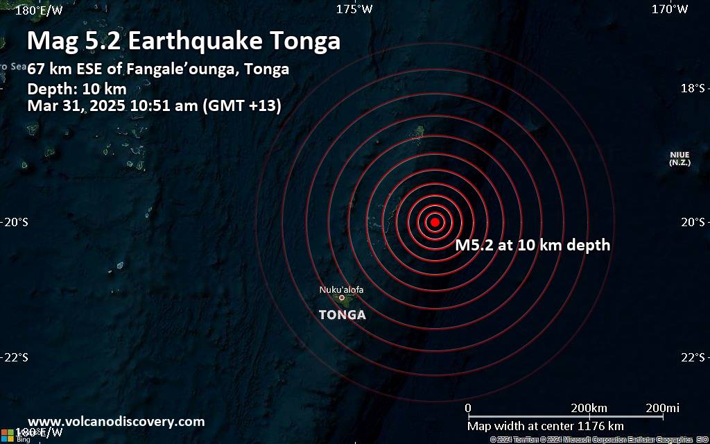 5 5.2 Quake يضرب Nar Nar Nar Hurta'onga ، Ha`apai ، Tonga