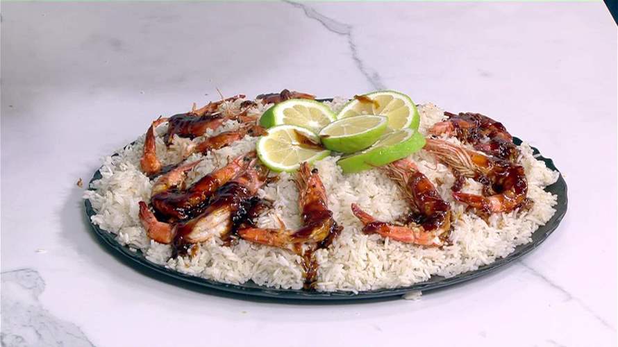 القريدس الأبيض مع الأرز وسلطة سيزر مع القريدس  8230  أطباق لذيذة