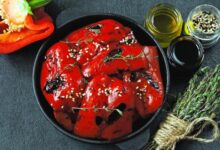 الفلفل الأحمر المشوي والمتبل