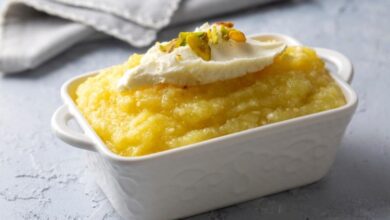 حلى السميد البارد بالكريمة