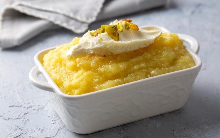 حلى السميد البارد بالكريمة