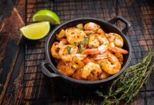 طريقة عمل بطاطس بالجمبري بالفرن - وصفات طبخ - أطباق الأسماك وثمار البحر