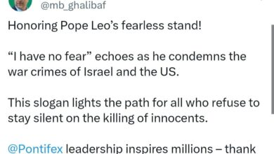 قاليباف يشيد بصمود البابا ليو في وجه جرائم الحرب الأمريكية والكيان الصهيوني