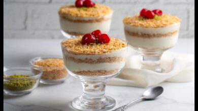 كاسات الكنافة بالكريمة الباردة