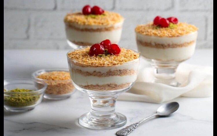 كاسات الكنافة بالكريمة الباردة