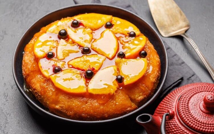 كيك البرتقال مع صوص العسل