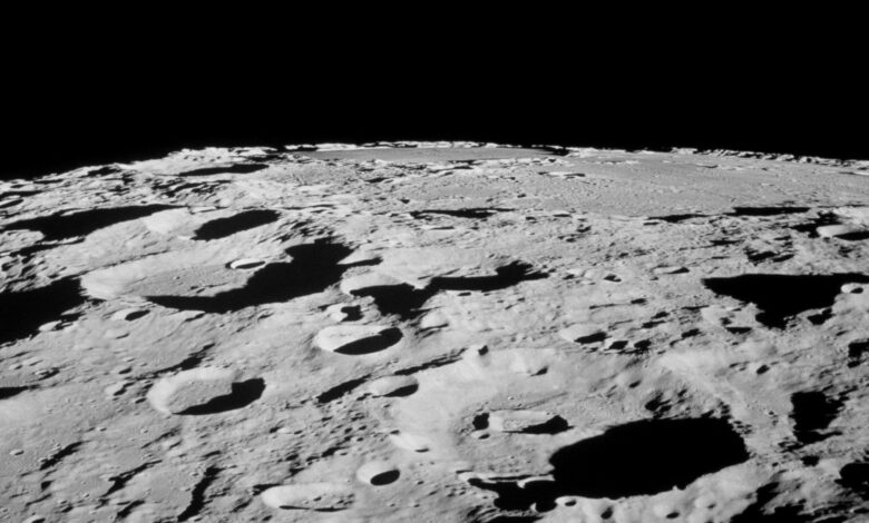 An image of the moon's cratered surface.