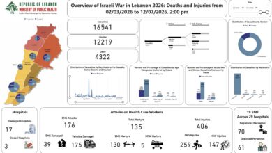 وزارة الصحة في الحصيلة الإجمالية للعدوان: 4322 شهيدا و 12219 جريحا - Shafaqna Lebanon