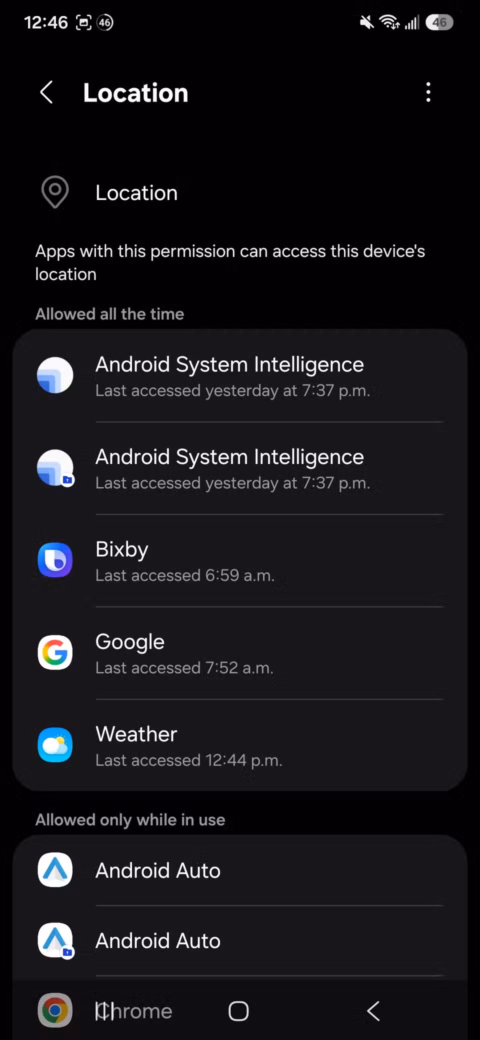 لقد قمت بتعطيل الوصول إلى موقع Android في الخلفية للتطبيقات