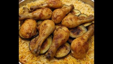 طريقة عمل مقلوبة الدجاج مع الباذنجان - وصفات طبخ - وصفات دجاج