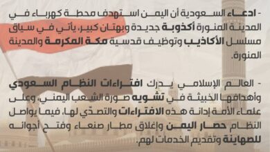 بيان رابطة علماء اليمن بشأن الأكذوبة السعودية حول استهداف المدينة المنورة