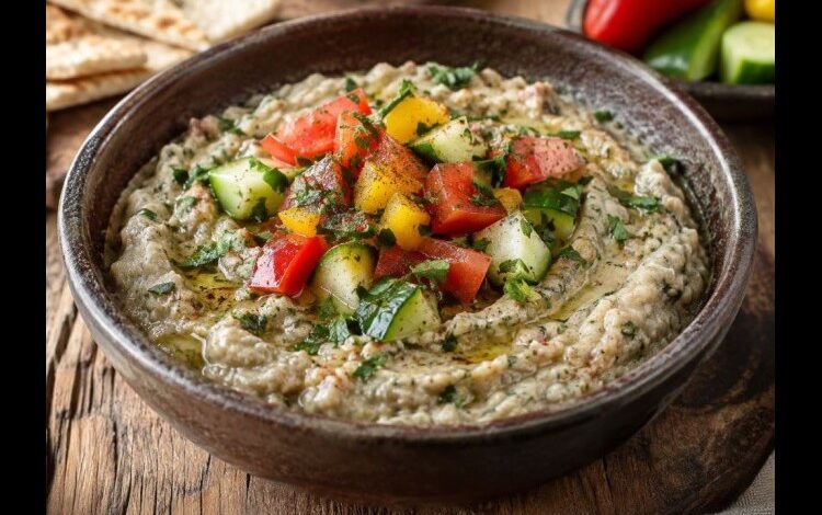 متبل مشوي الباذنجان مع الخضار