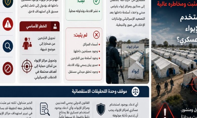عاجل | اتهام “حزب الله” باستخدام مراكز الإيواء كغطاء لإعادة التموضع