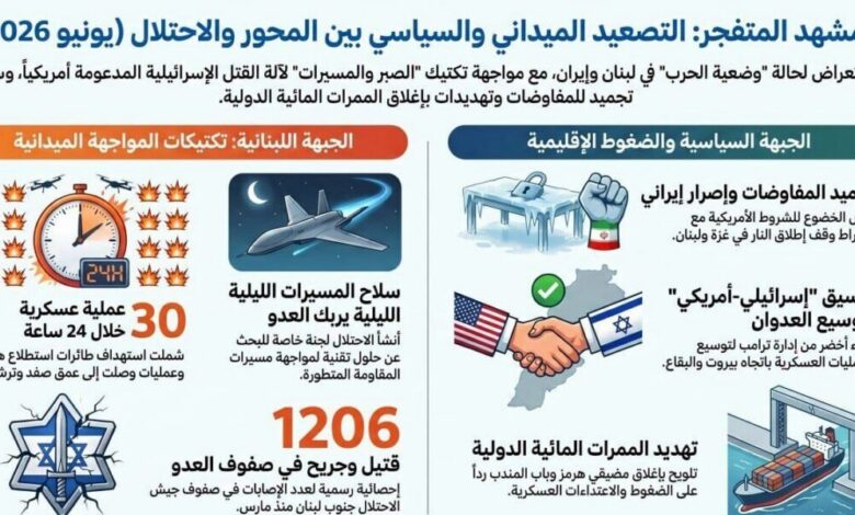 عاجل | المشهد المتفجر: التصعيد الميداني والسياسي بين المحور والاحتلال (يونيو 2026