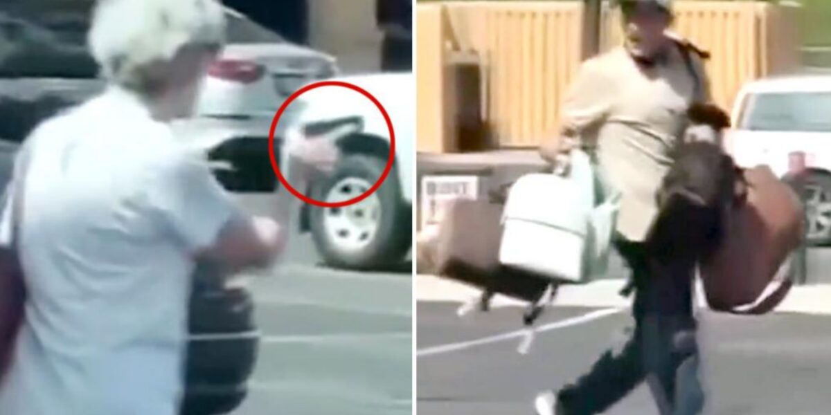 عاجل | جدة مسلحة تطارد سارقا محتملا خارج متجر.. وموقفها يشعل الإنترنت (فيديو)
