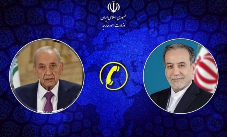 عراقجي يبحث مع الرئيس بري آخر التطورات الإقليمية وأوضاع جنوب لبنان
